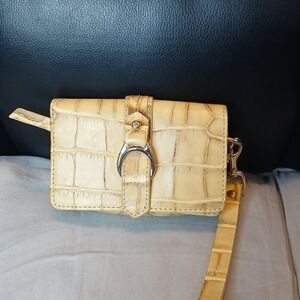 Dooney And Bourke Tan Crocodile-Embossed Wristlet Wallet